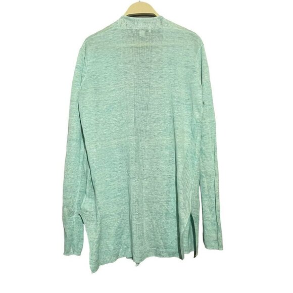 White Warren Linen Cardigan Women Sz S Open Pocket Mint Green Lightweight Tunic - Picture 2 of 10